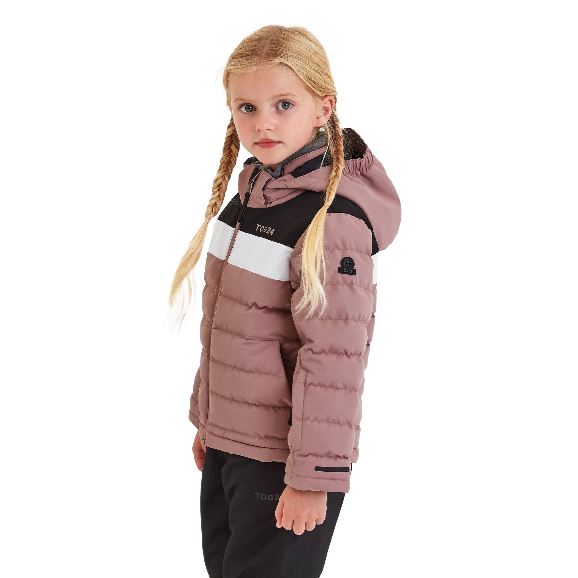 Faded Pink-Black - Side - TOG24 Childrens-Kids Swift Padded Ski Jacket