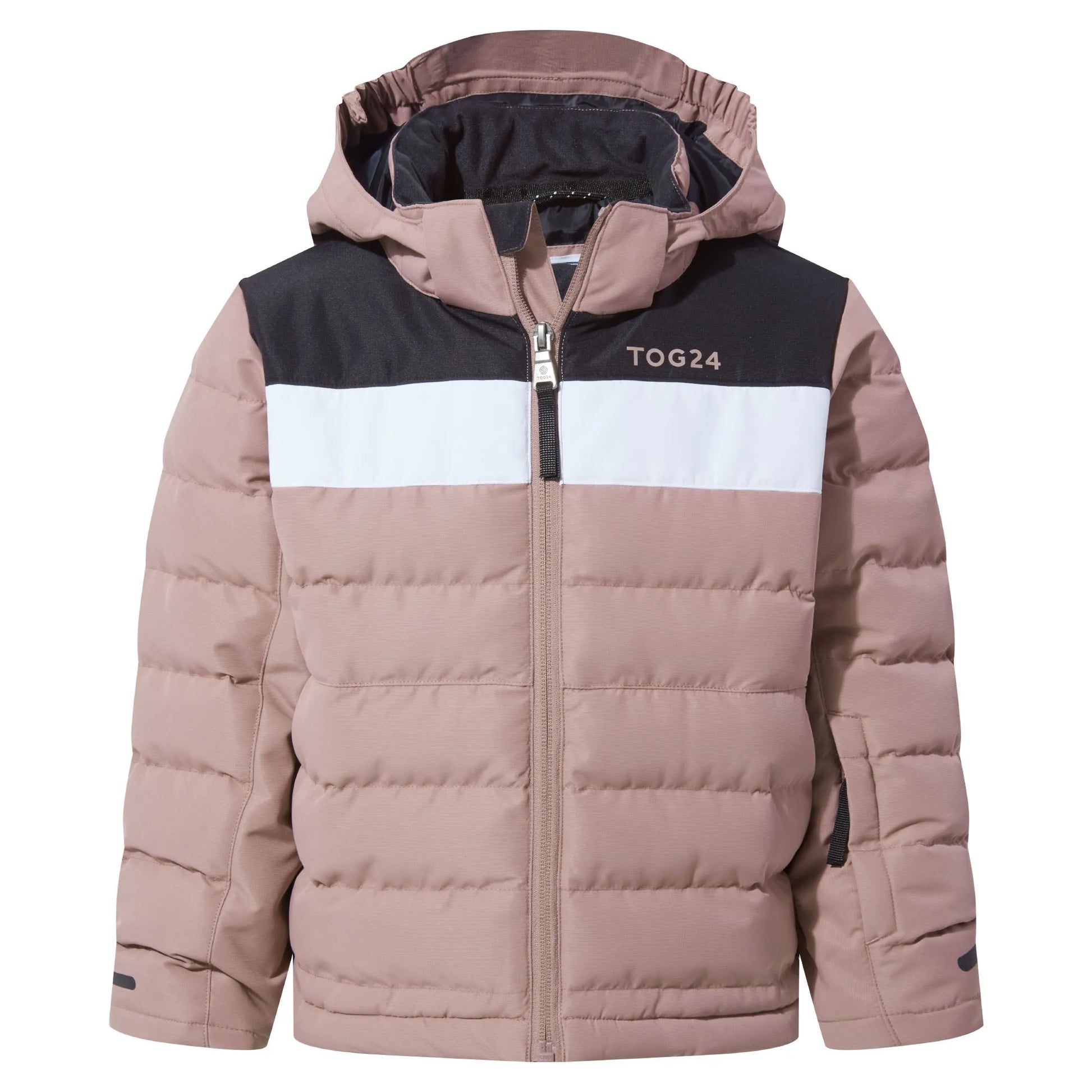 Faded Pink-Black - Front - TOG24 Childrens-Kids Swift Padded Ski Jacket