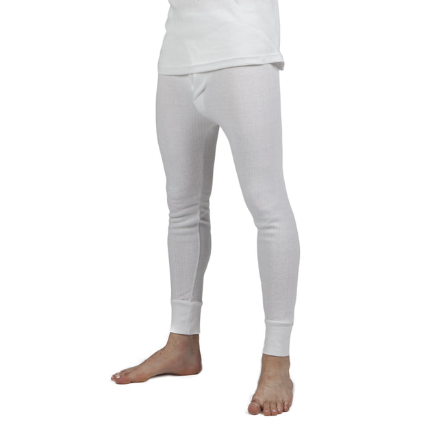 White - Front - Mens Thermal Underwear Long Johns Polyviscose Range (British Made)