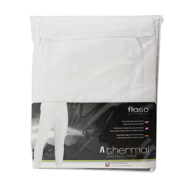White - Pack Shot - FLOSO Mens Thermal Underwear Long Johns-Pants (Viscose Premium Range)