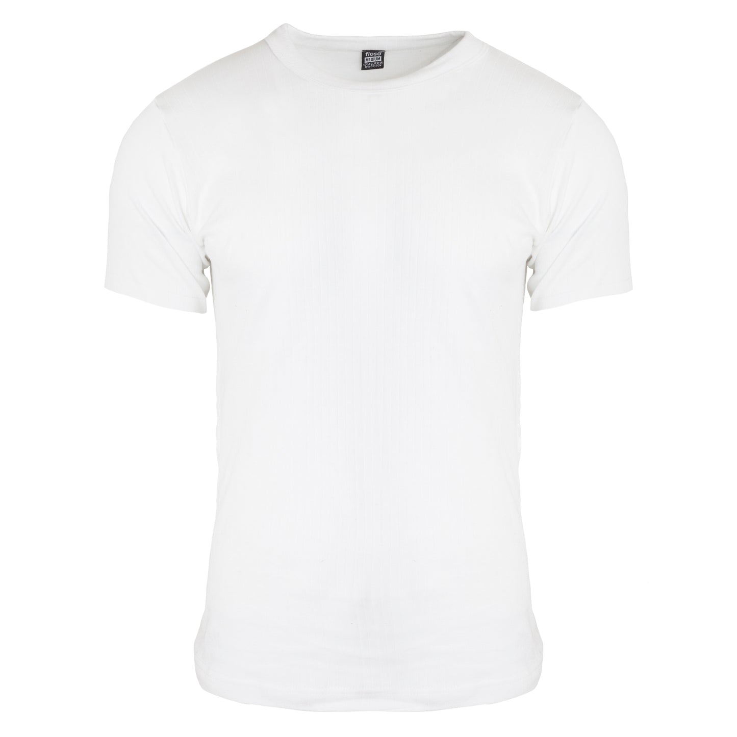 White - Front - FLOSO Mens Thermal Underwear Short Sleeve Vest Top (Viscose Premium Range)