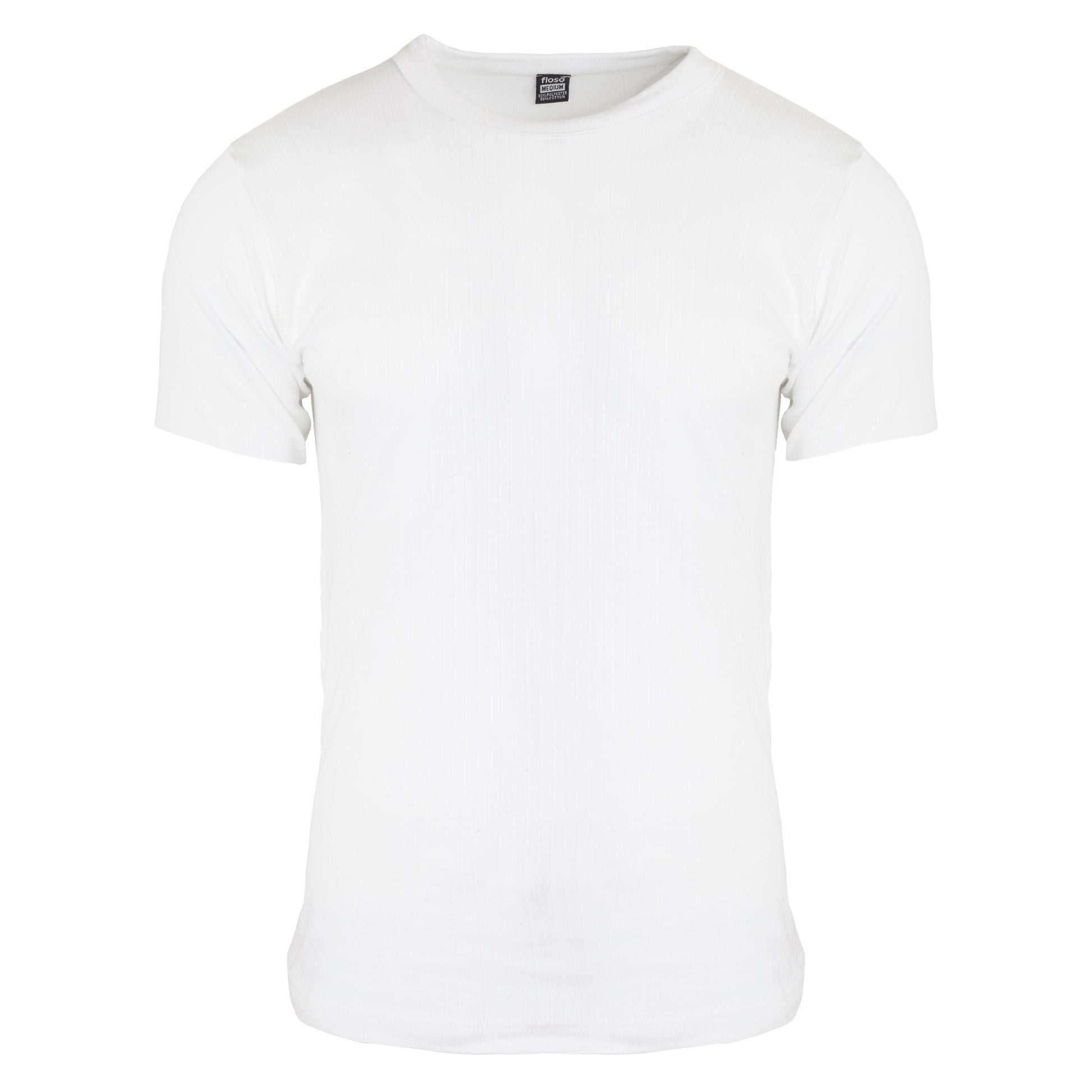 White - Front - FLOSO Mens Thermal Underwear Short Sleeve Vest Top (Viscose Premium Range)