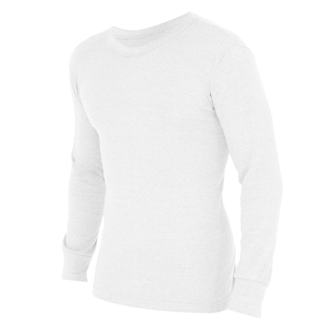 White - Back - FLOSO Mens Thermal Underwear Long Sleeve T Shirt Top (Standard Range)