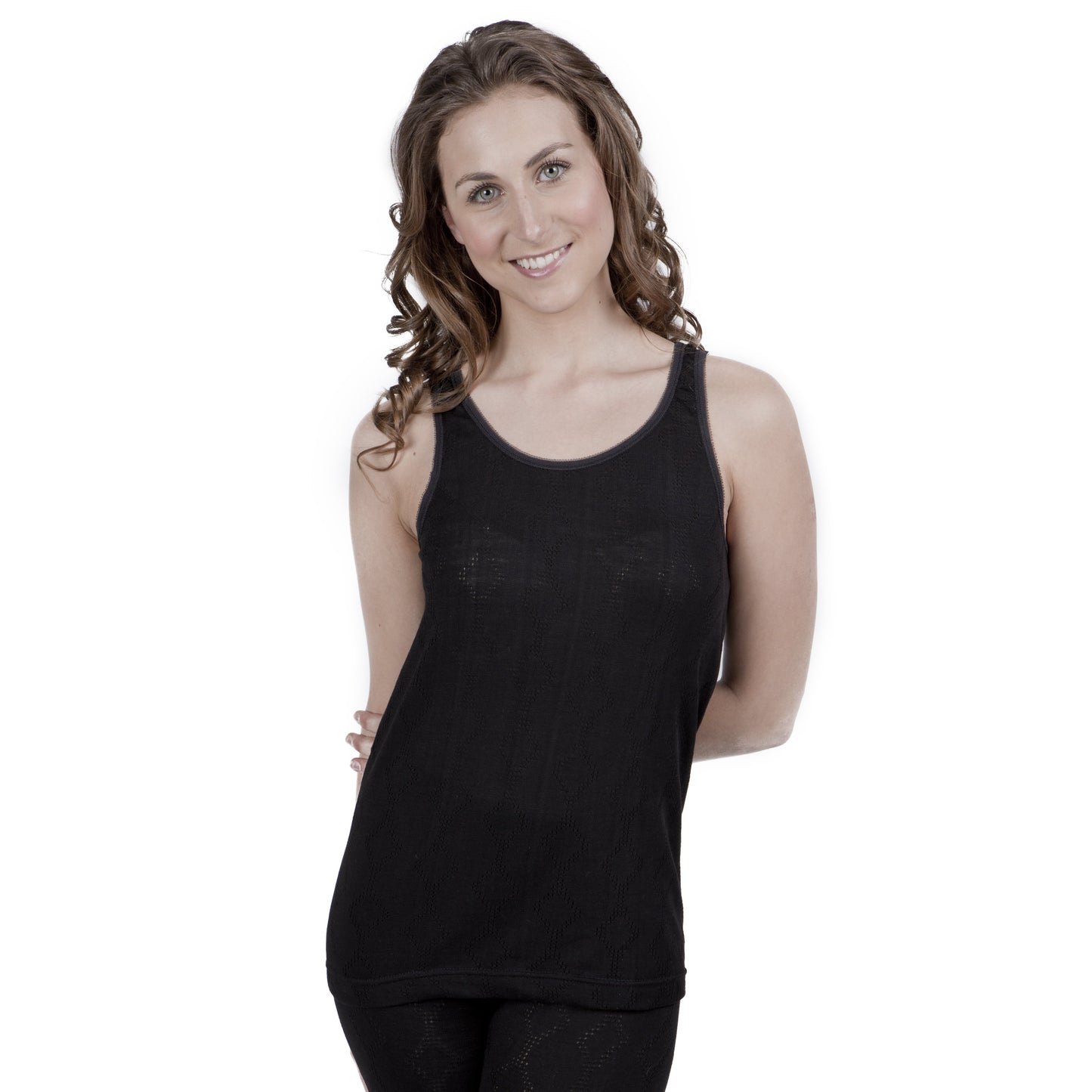 Black - Front - Ladies Thermal Wear Sleeveless Vest Polyviscose Range (British Made)