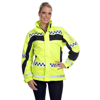 Yellow - Front - Equisafety Womens-Ladies Polite Lightweight Hi-Vis Waterproof Jacket