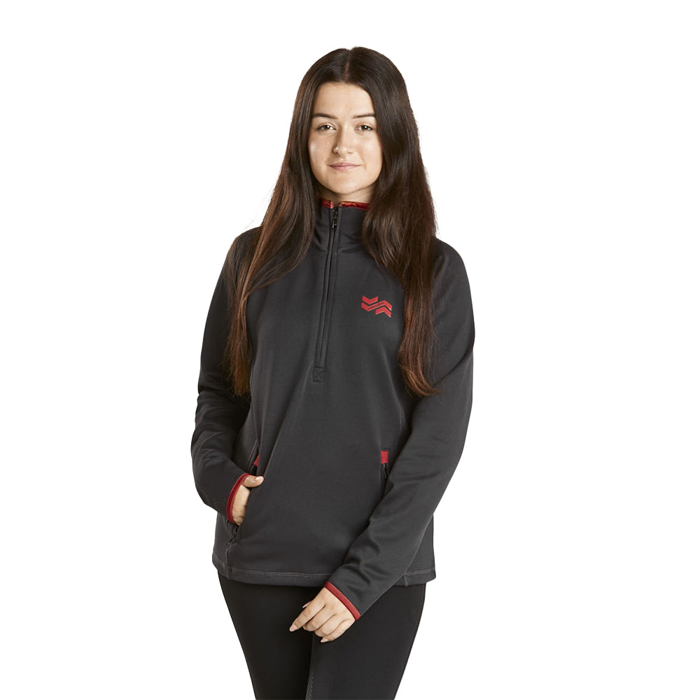 Grey-Merlot - Front - Firefoot Womens-Ladies Half Zip Fleece Top