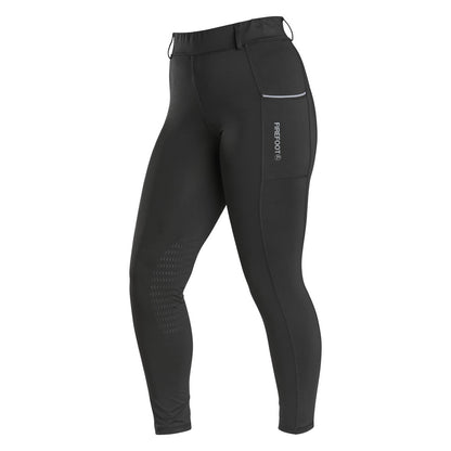Black-Grey - Front - Firefoot Childrens-Kids Howden Horse Riding Tights