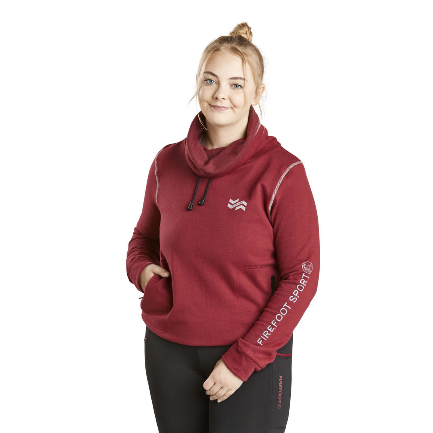 Merlot-Grey - Front - Firefoot Womens-Ladies Roll Neck Top