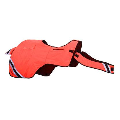 Red - Front - Equisafety Standard-Neck Hi-Vis Waterproof Wrap Around Horse Turnout Rug