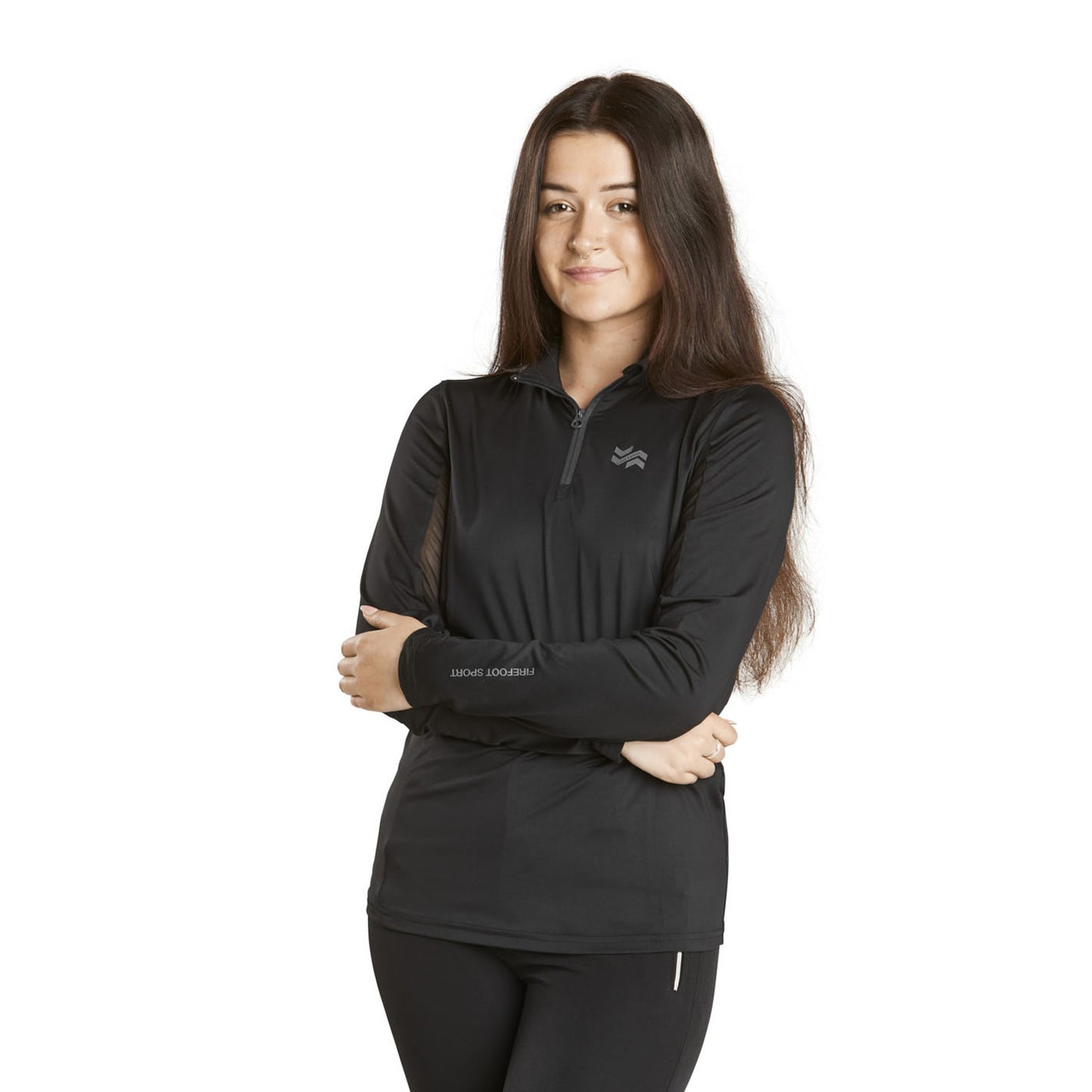 Black-Grey - Front - Firewind Womens-Ladies Base Layer Top