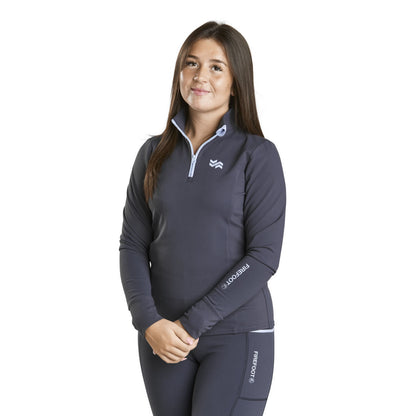 Charcoal-Impact Blue - Front - Firefoot Childrens-Kids Birkby Fleece Lined Long-Sleeved Top