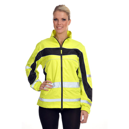 Yellow - Side - Equisafety Womens-Ladies Lightweight Hi-Vis Waterproof Jacket