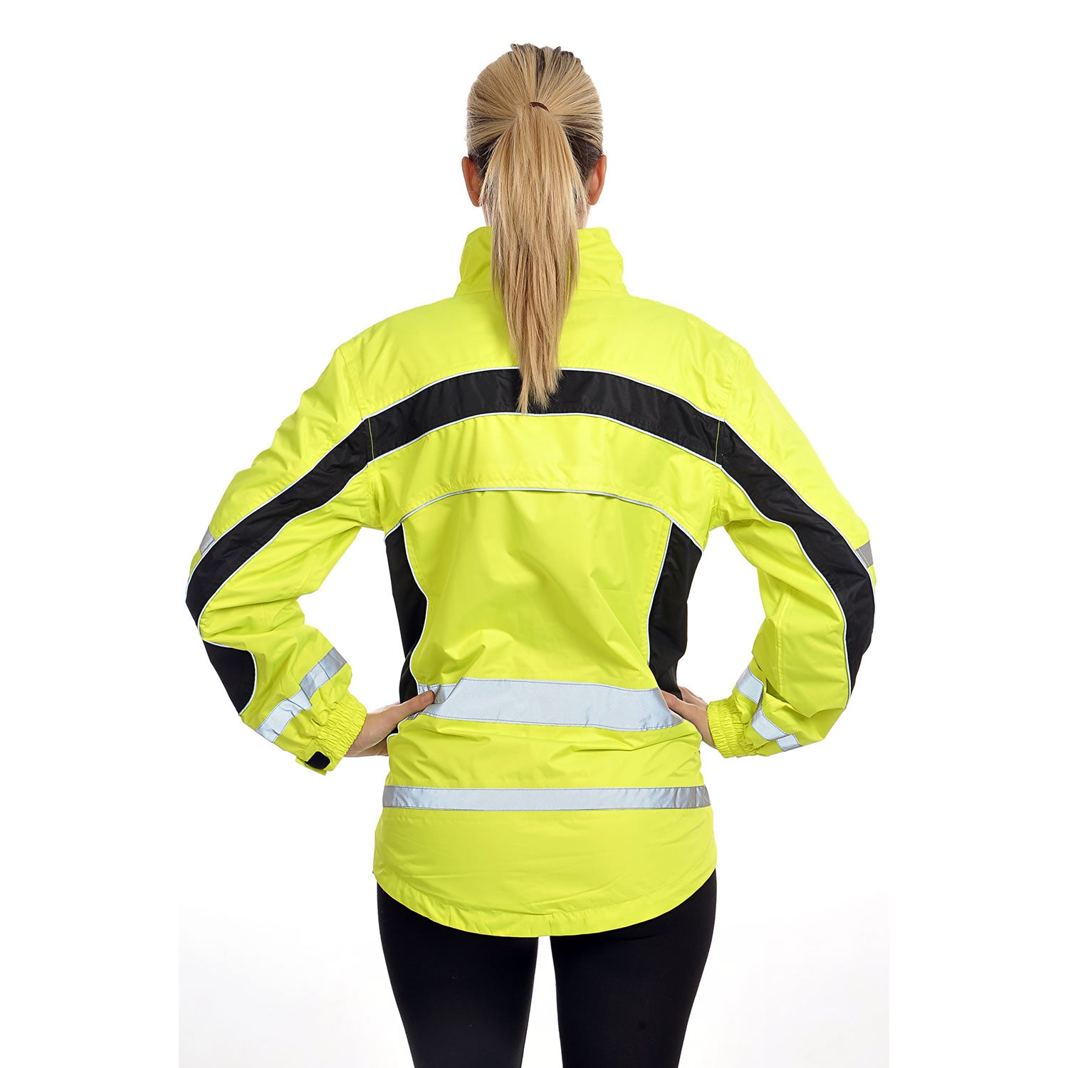 Yellow - Lifestyle - Equisafety Womens-Ladies Lightweight Hi-Vis Waterproof Jacket