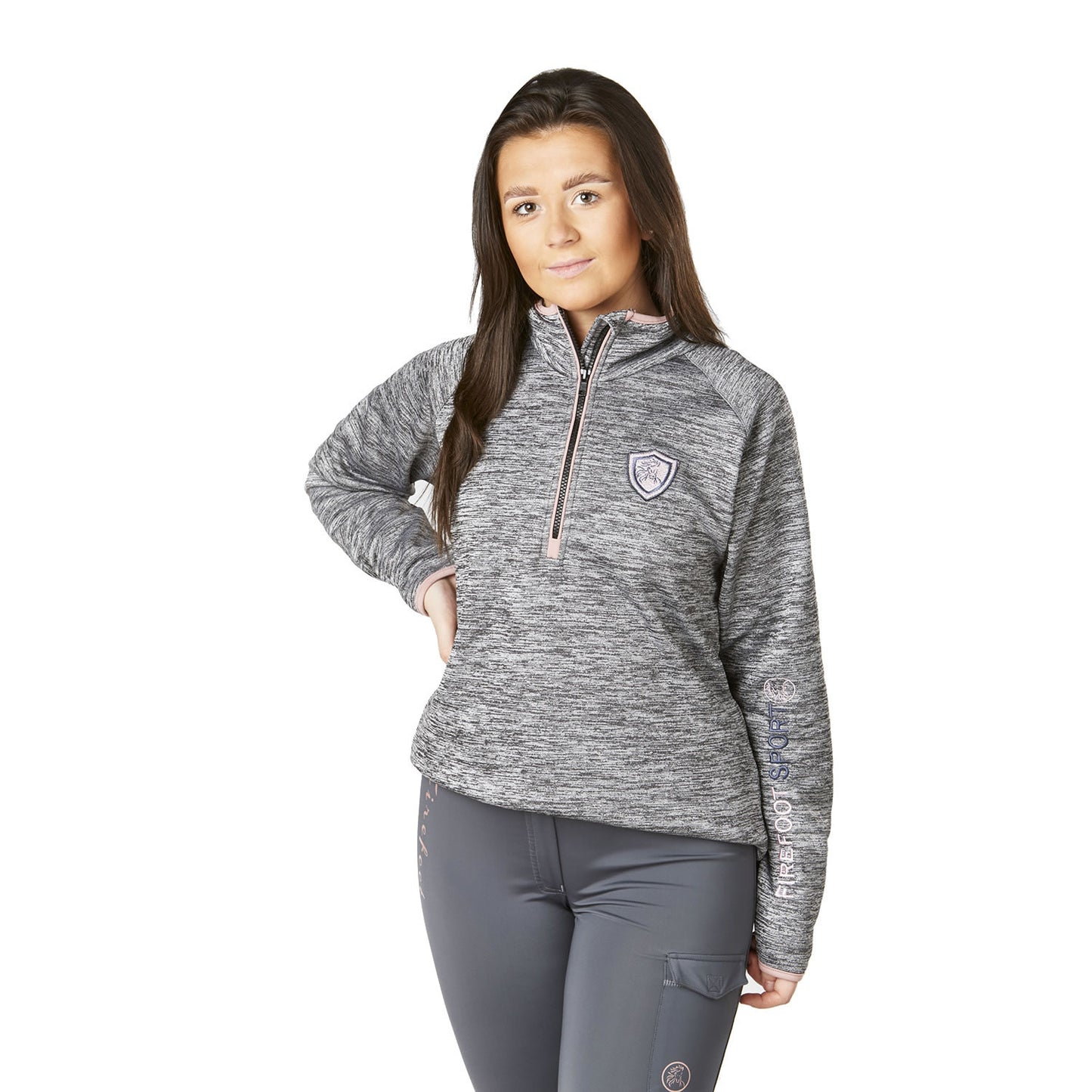 Grey Marl - Front - Firefoot Childrens-Kids Half Zip Sport Top
