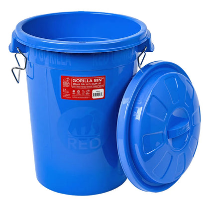 Blue - Back - Red Gorilla 30L Bin with Clip Lid