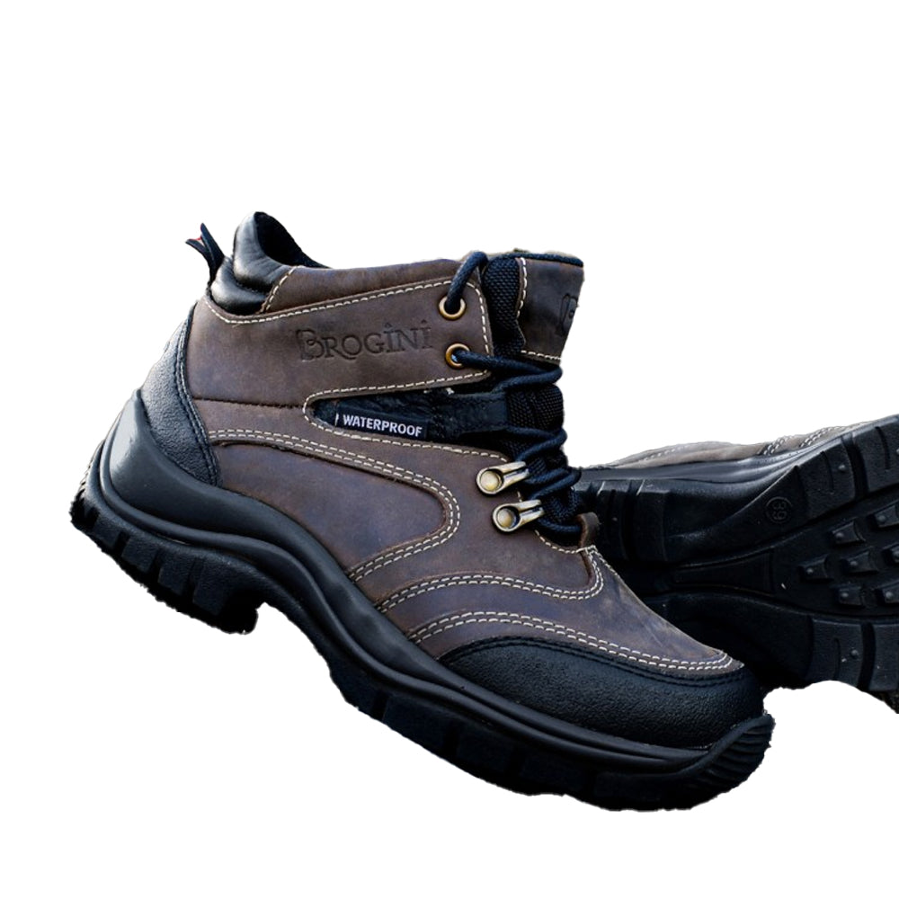 Brown - Side - Brogini Unisex Adult Montiere Oiled Leather Heavy Duty Yard Boots