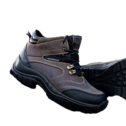 Brown - Side - Brogini Unisex Adult Montiere Oiled Leather Heavy Duty Yard Boots
