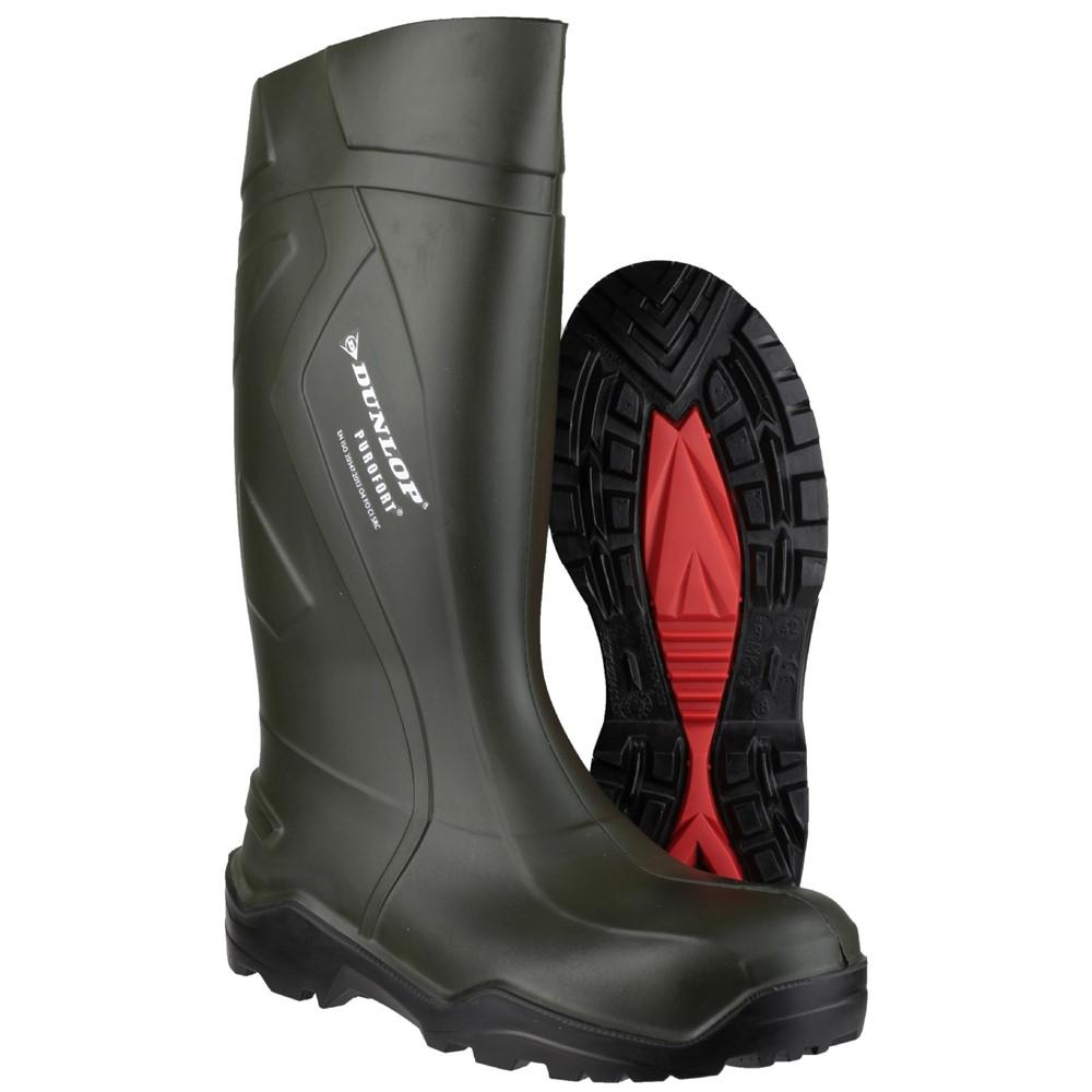 Green - Pack Shot - Dunlop Unisex Adult Purofort Plus Wellington Boots