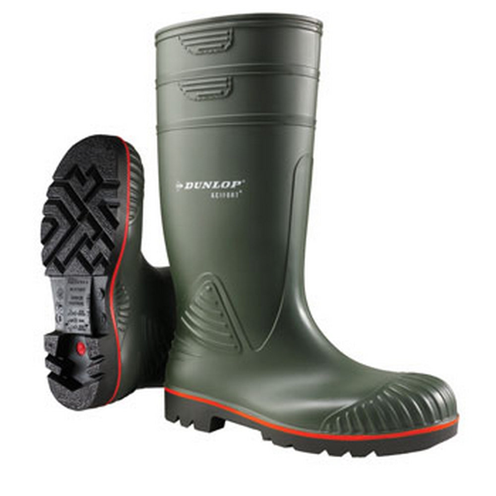 Green - Pack Shot - Dunlop Mens Acifort Heavy Duty Full Safety Wellies