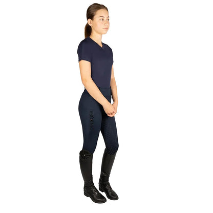 Navy - Side - HYCONIC Womens-Ladies Torrellas Horse Riding Tights