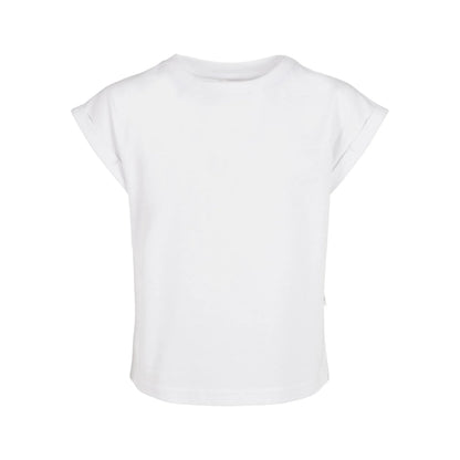 White - Front - Urban Classics Girls Organic Extended Shoulder T-Shirt