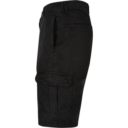 Black - Side - Urban Classics Mens Bermuda Plain Cargo Shorts