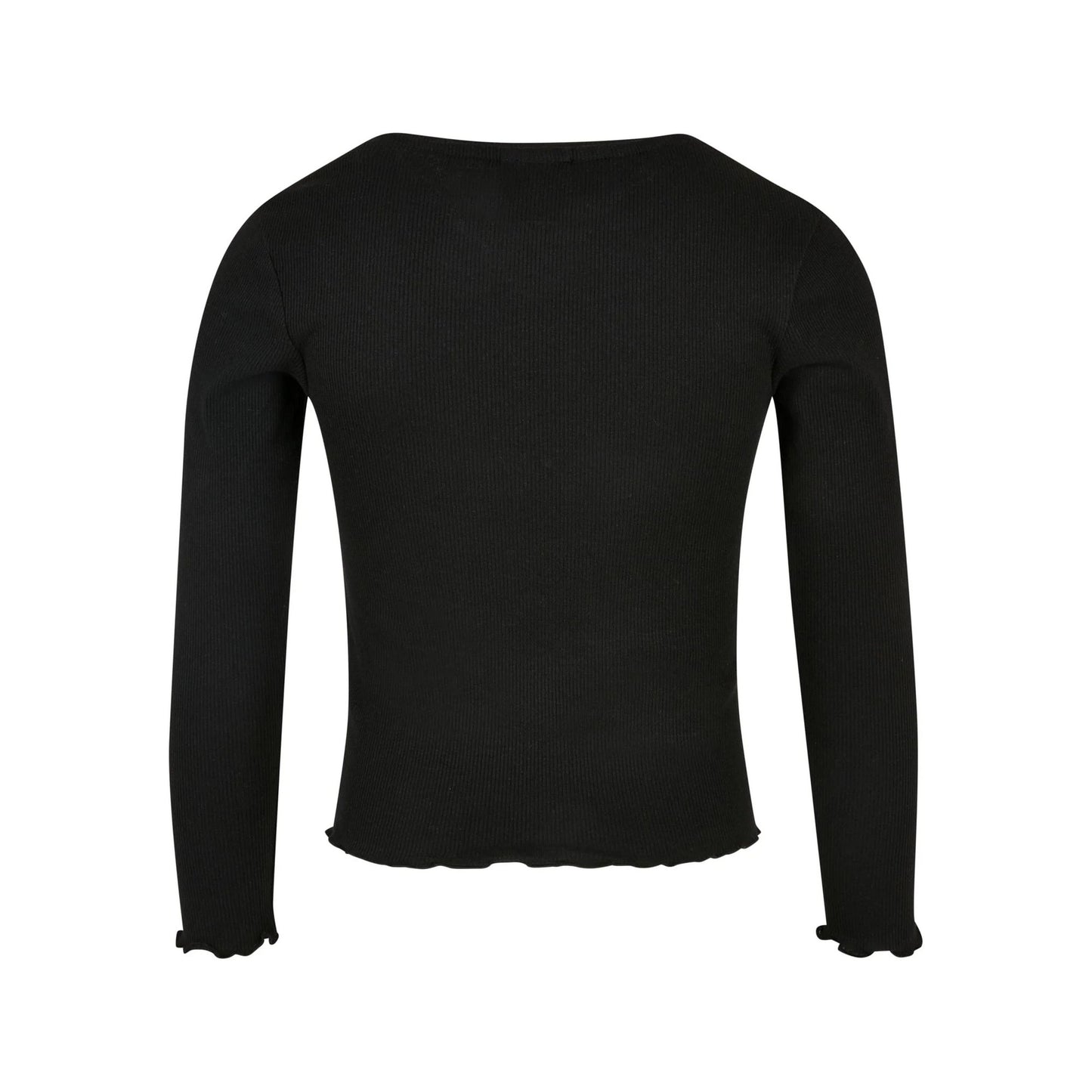 Black - Back - Urban Classics Girls Short Ribbed Long-Sleeved T-Shirt