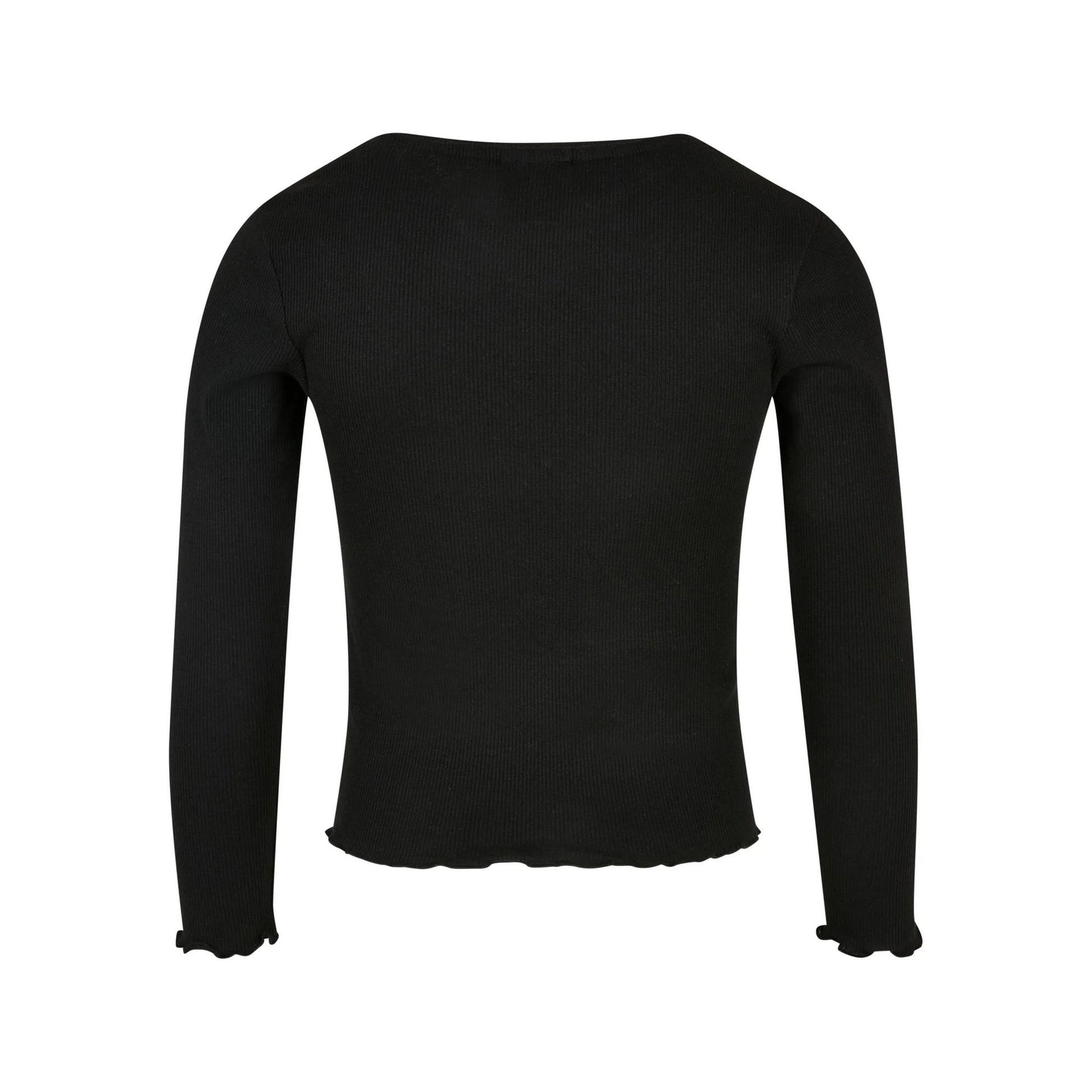 Black - Back - Urban Classics Girls Short Ribbed Long-Sleeved T-Shirt