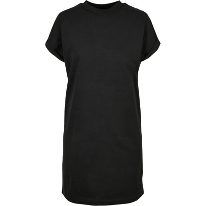 Black - Front - Urban Classics Womens-Ladies Organic Cotton Cut-On T-Shirt Dress