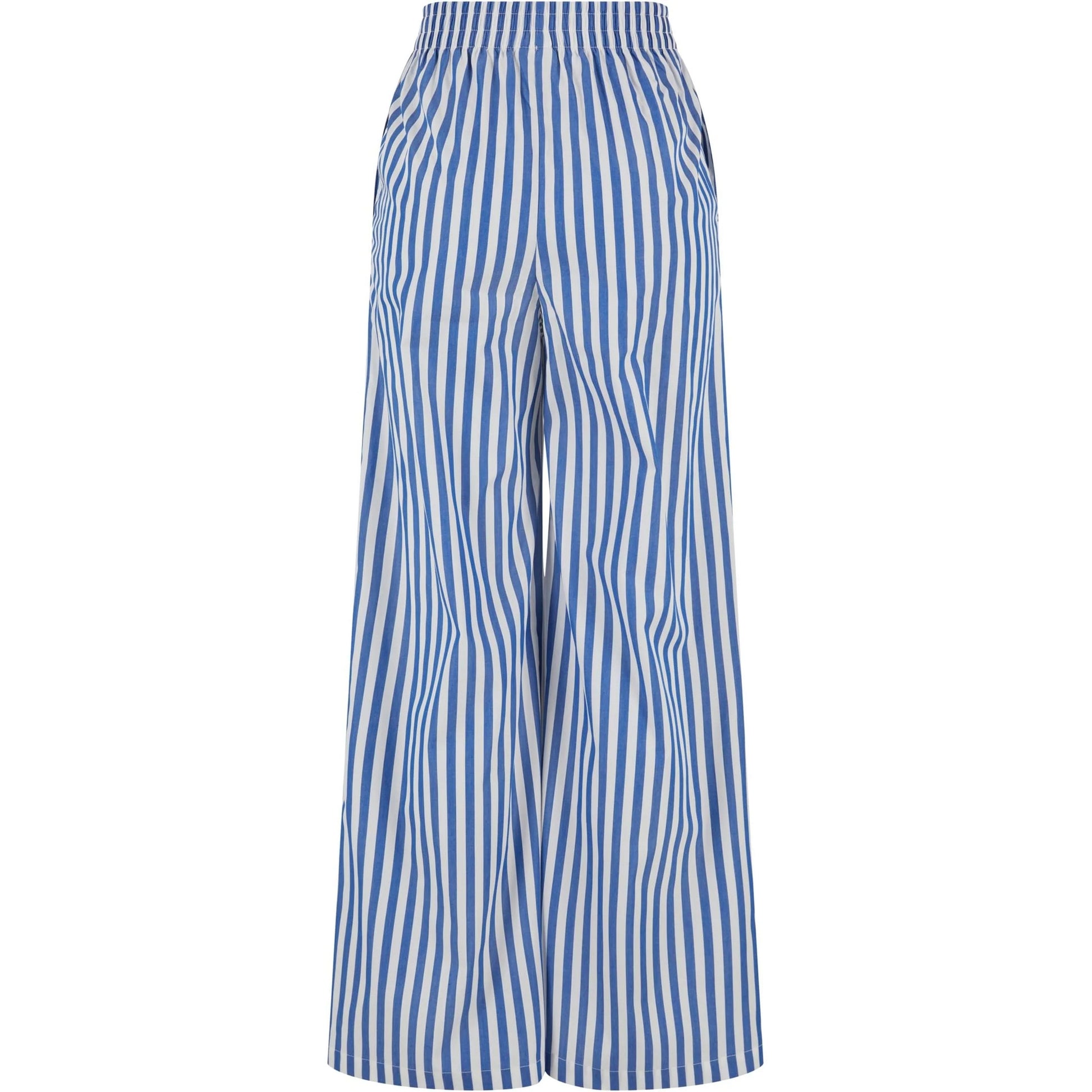 White-Blue - Back - Urban Classics Womens-Ladies Striped Loose Trousers