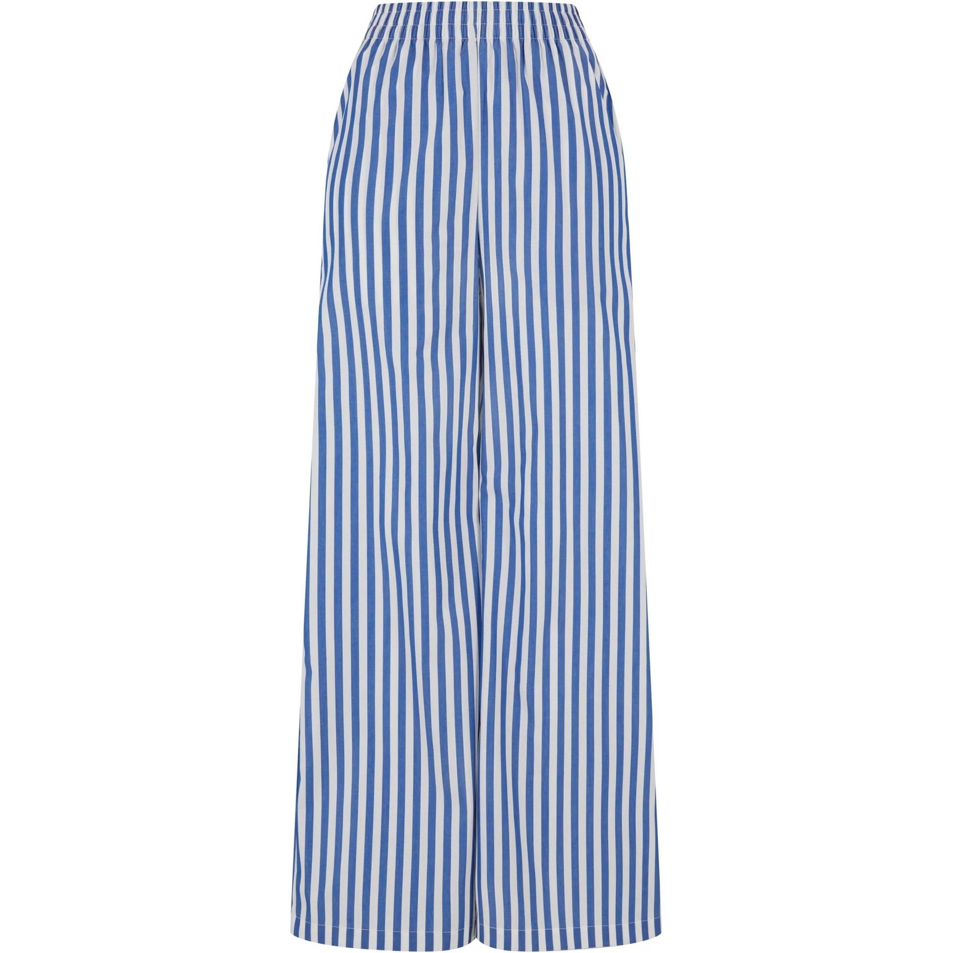 White-Blue - Front - Urban Classics Womens-Ladies Striped Loose Trousers