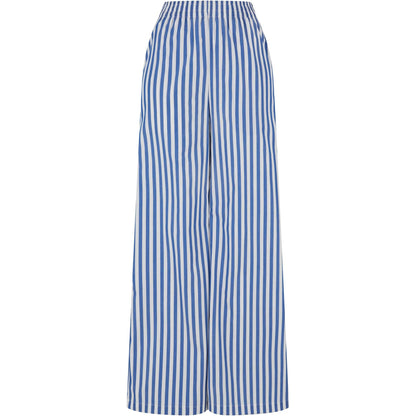 White-Blue - Front - Urban Classics Womens-Ladies Striped Loose Trousers