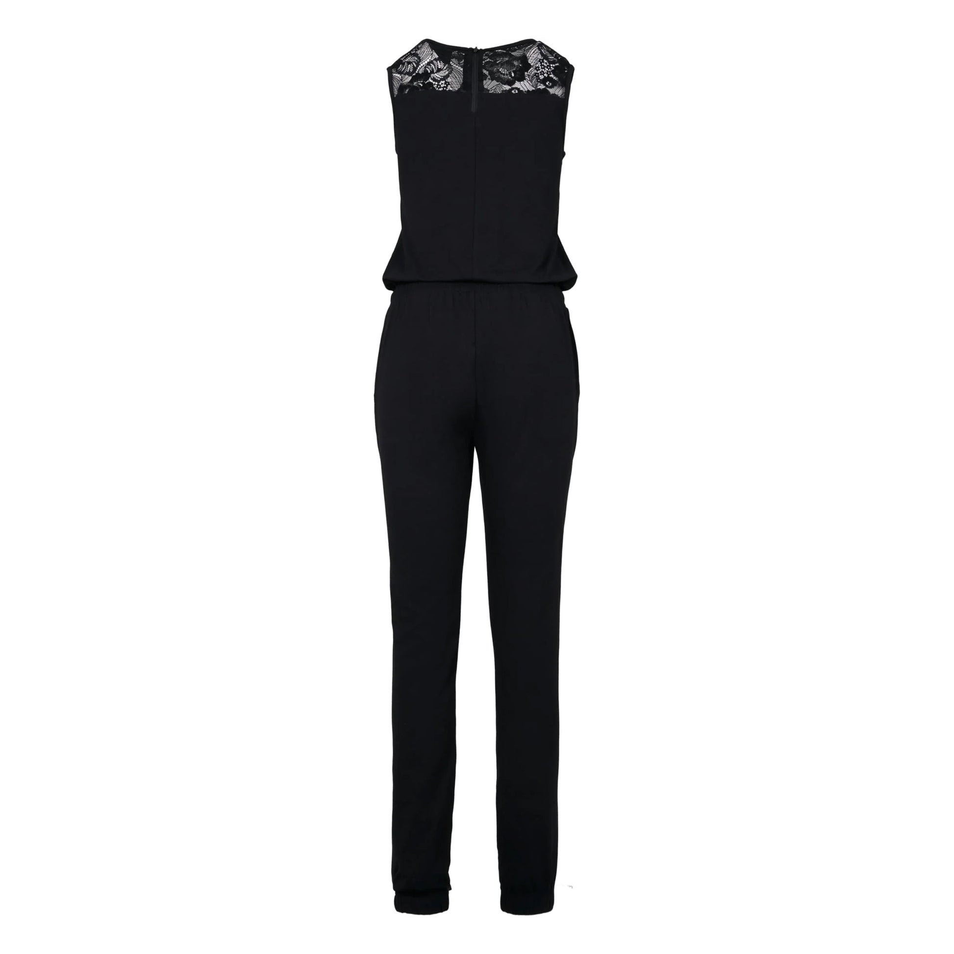 Black - Back - Urban Classics Womens-Ladies Block Lace Detail Jumpsuit