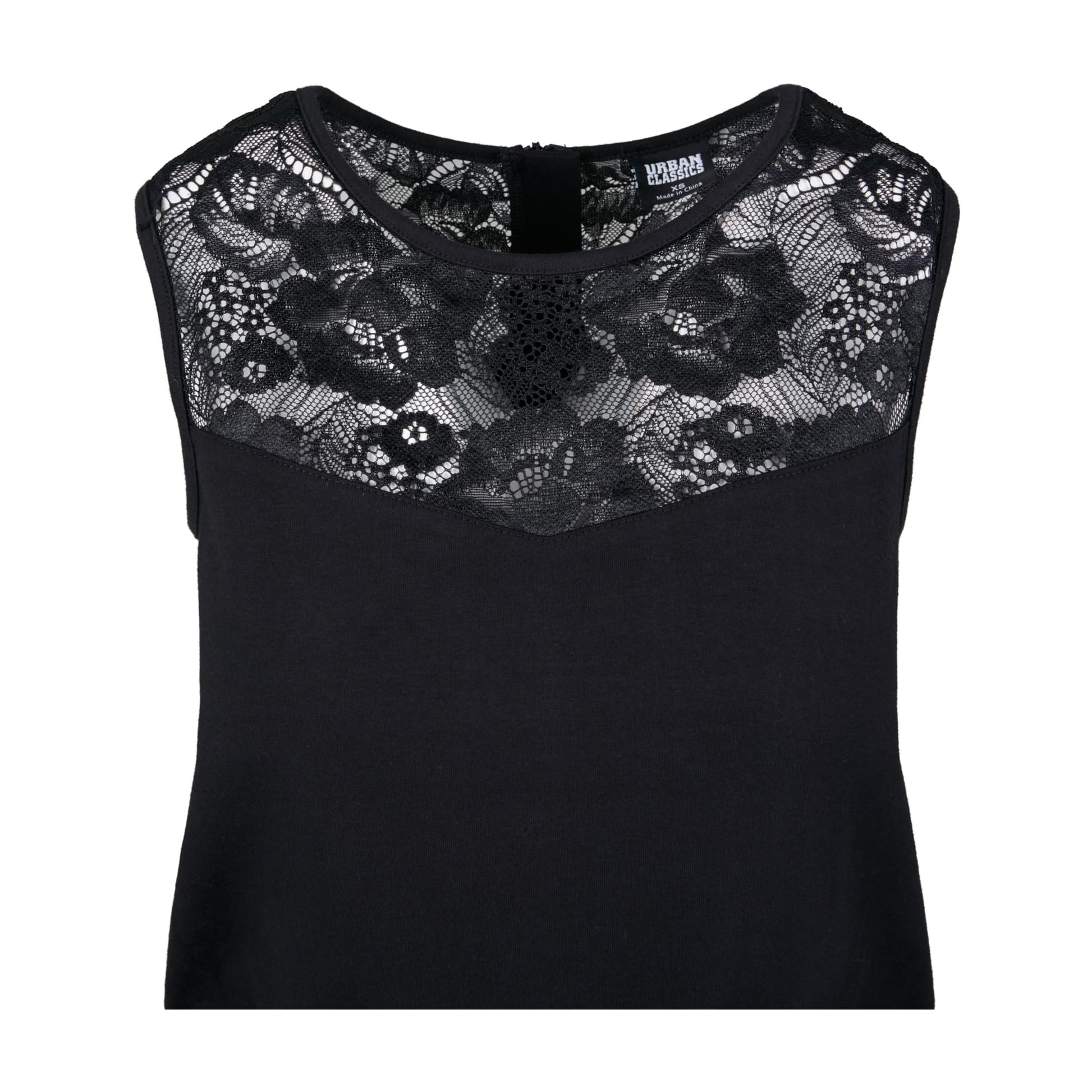Black - Side - Urban Classics Womens-Ladies Block Lace Detail Jumpsuit