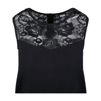 Black - Side - Urban Classics Womens-Ladies Block Lace Detail Jumpsuit