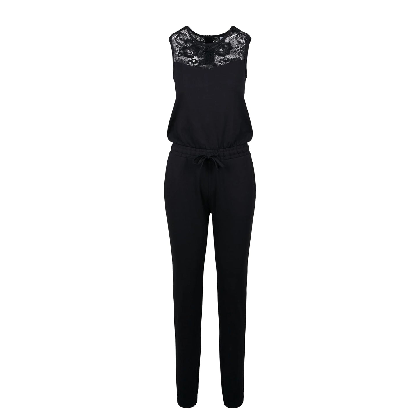 Black - Front - Urban Classics Womens-Ladies Block Lace Detail Jumpsuit