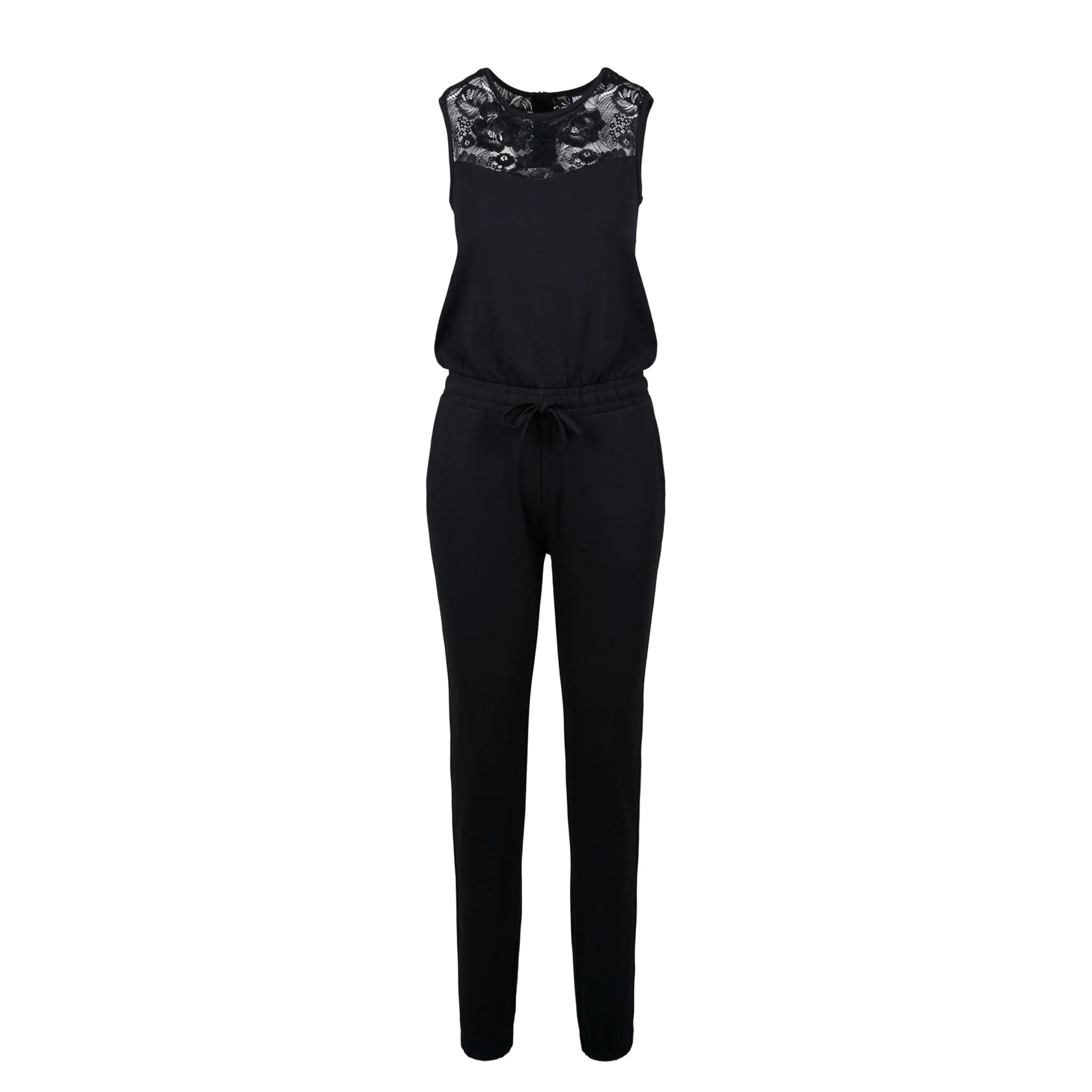 Black - Front - Urban Classics Womens-Ladies Block Lace Detail Jumpsuit