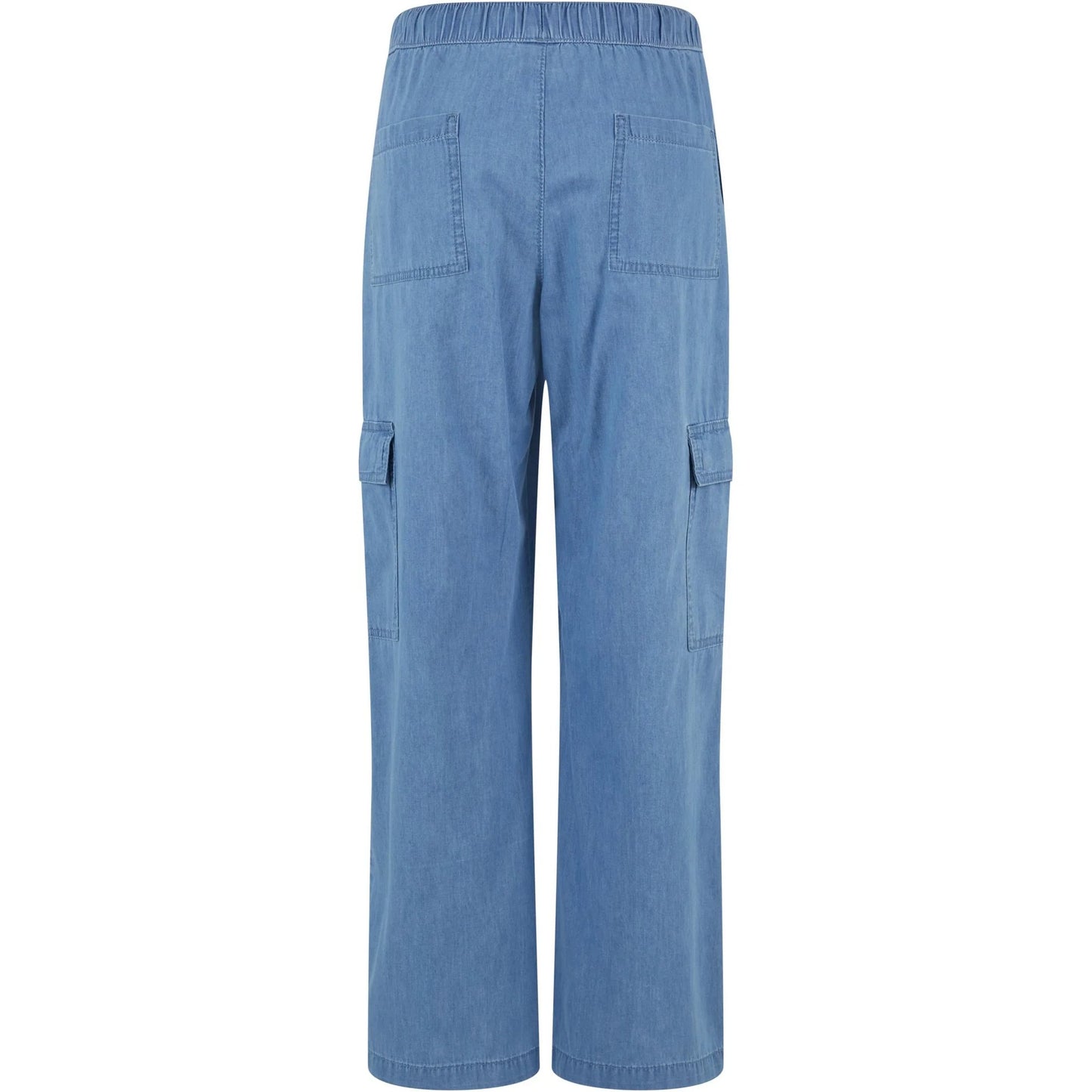 Skyblue Washed - Back - Urban Classics Womens-Ladies Denim Lightweight Cargo Trousers