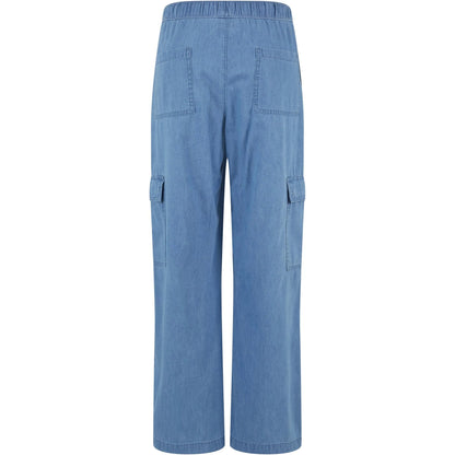 Skyblue Washed - Back - Urban Classics Womens-Ladies Denim Lightweight Cargo Trousers