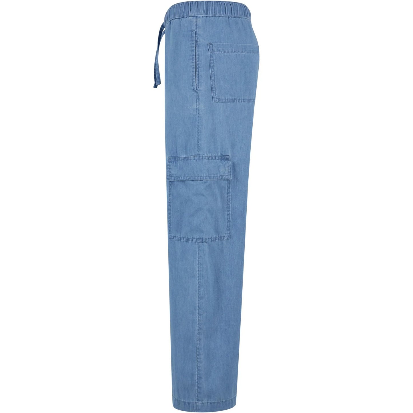 Skyblue Washed - Side - Urban Classics Womens-Ladies Denim Lightweight Cargo Trousers