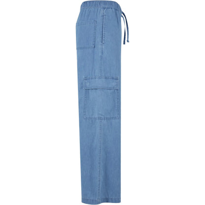 Skyblue Washed - Lifestyle - Urban Classics Womens-Ladies Denim Lightweight Cargo Trousers