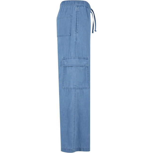 Skyblue Washed - Lifestyle - Urban Classics Womens-Ladies Denim Lightweight Cargo Trousers