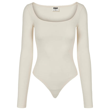 White Sand - Front - Urban Classics Womens-Ladies Organic Long-Sleeved Bodysuit
