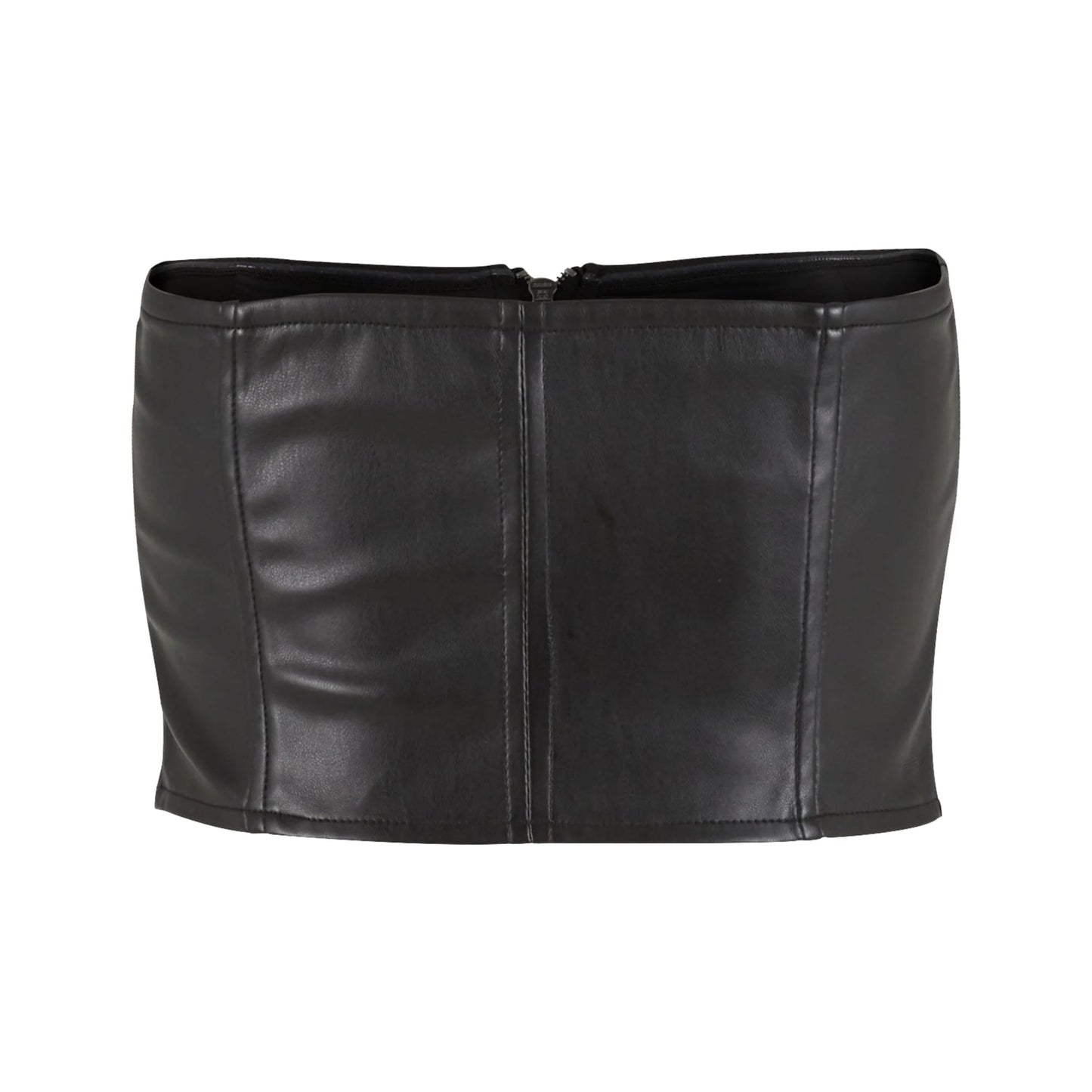 Black - Back - Urban Classics Womens-Ladies Synthetic Leather Bandeau Top