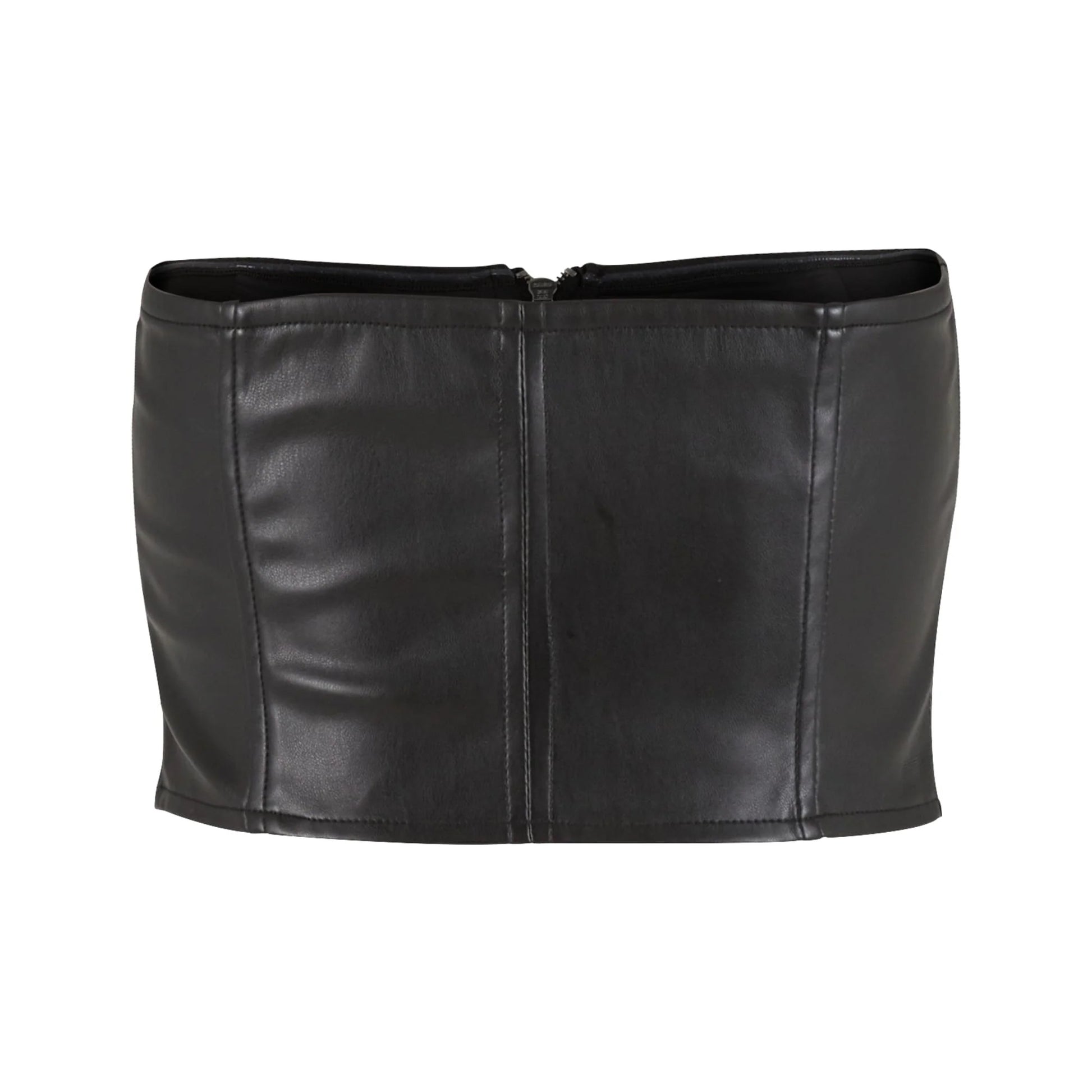 Black - Back - Urban Classics Womens-Ladies Synthetic Leather Bandeau Top