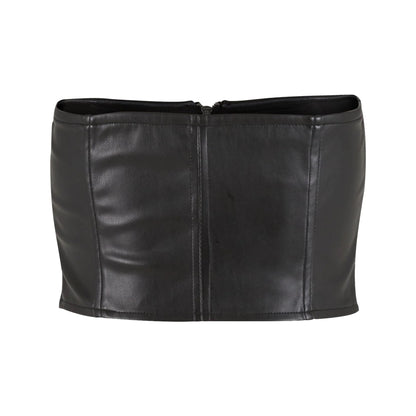 Black - Back - Urban Classics Womens-Ladies Synthetic Leather Bandeau Top