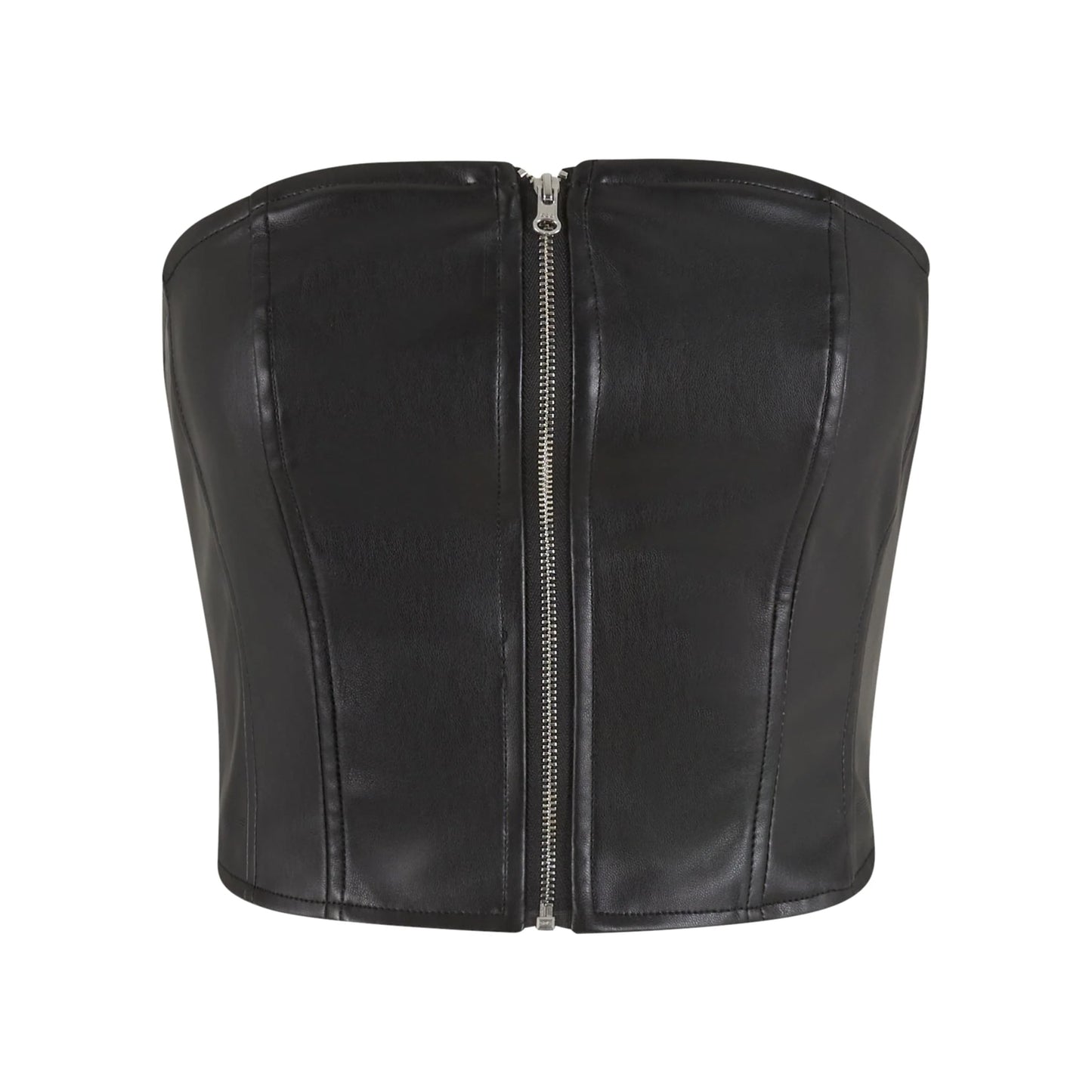 Black - Front - Urban Classics Womens-Ladies Synthetic Leather Bandeau Top