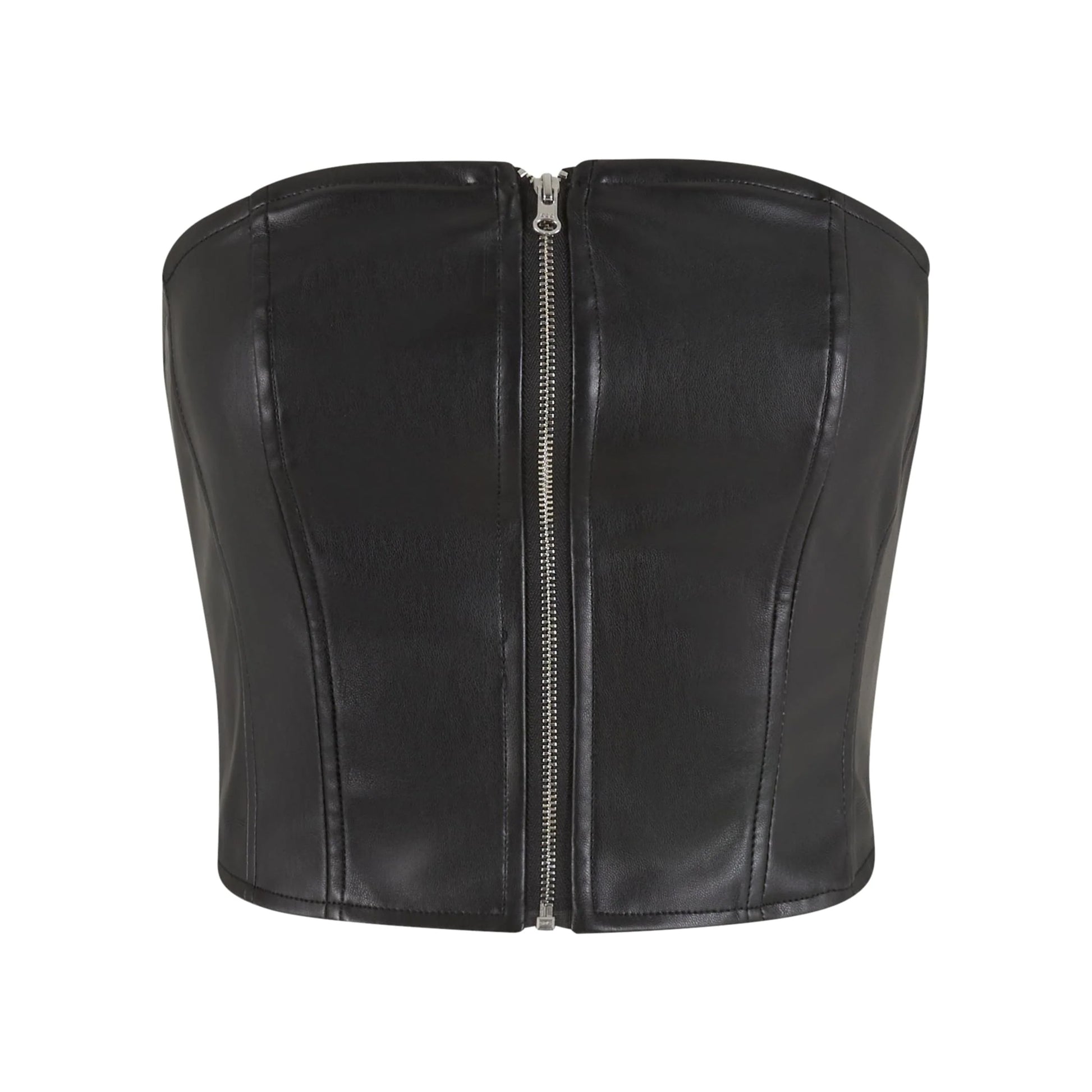Black - Front - Urban Classics Womens-Ladies Synthetic Leather Bandeau Top