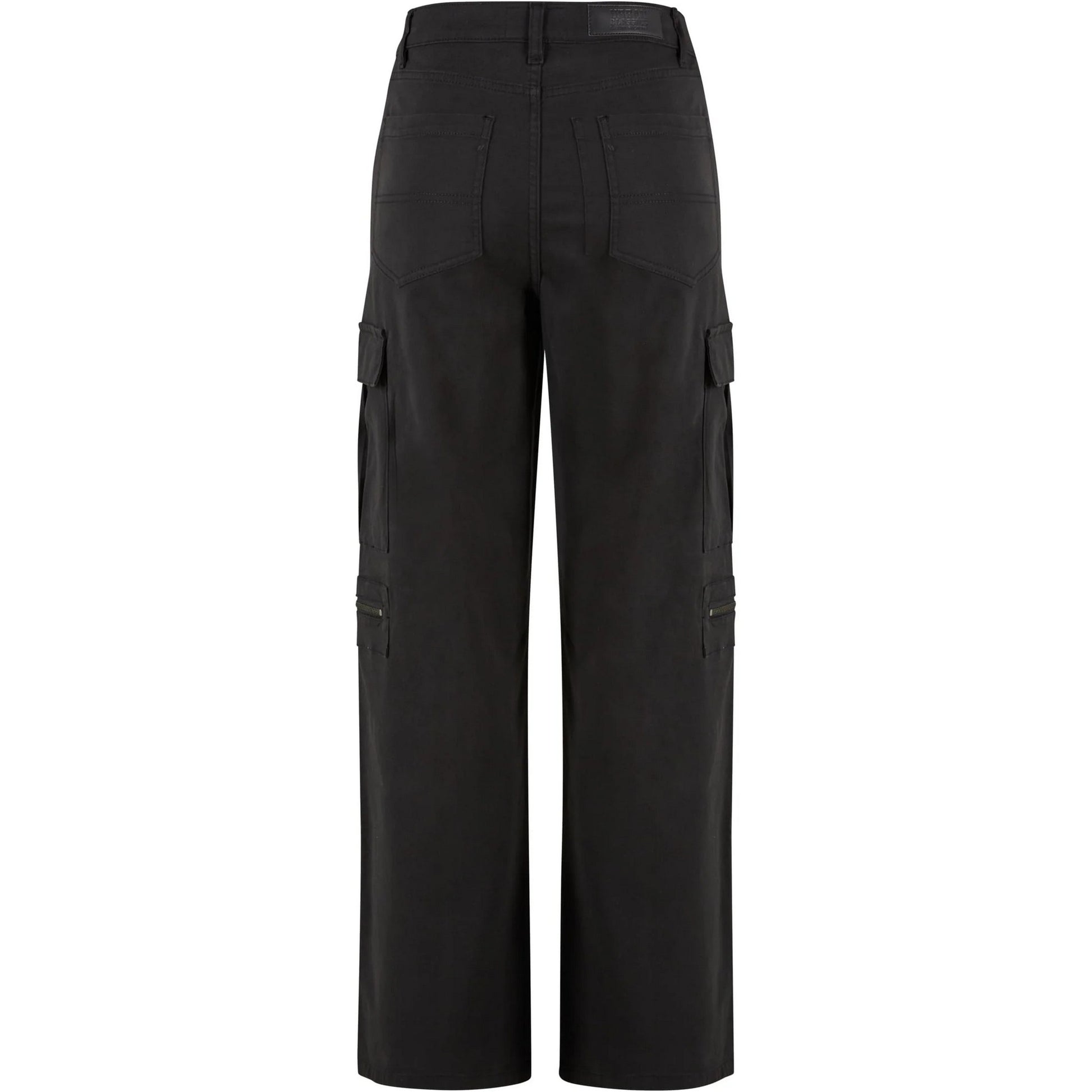 Black - Back - Urban Classics Womens-Ladies Utility Twill Stretch Loose Cargo Trousers