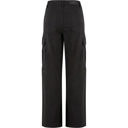 Black - Back - Urban Classics Womens-Ladies Utility Twill Stretch Loose Cargo Trousers